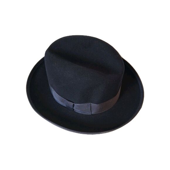 Bee Hats 100% Wool Navy Dark Blue Colored "Godfather" Hat  Size 7 1/8 USA - Picture 1 of 6